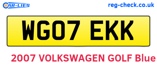 WG07EKK are the vehicle registration plates.