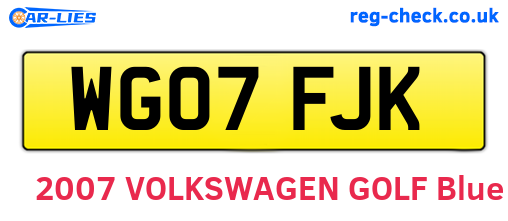 WG07FJK are the vehicle registration plates.