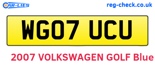 WG07UCU are the vehicle registration plates.