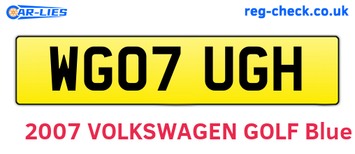 WG07UGH are the vehicle registration plates.