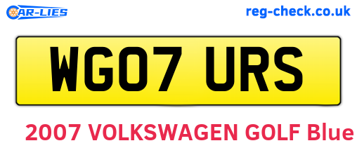 WG07URS are the vehicle registration plates.