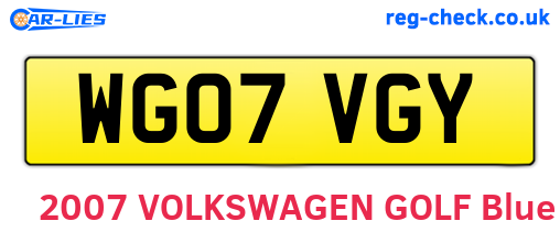 WG07VGY are the vehicle registration plates.