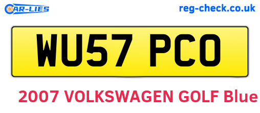 WU57PCO are the vehicle registration plates.
