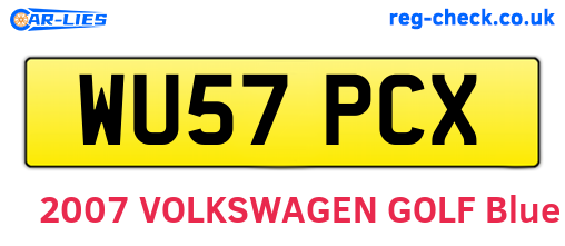 WU57PCX are the vehicle registration plates.