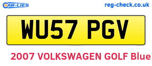 WU57PGV are the vehicle registration plates.