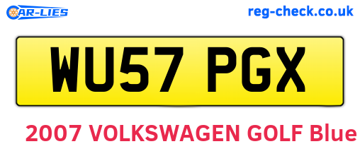 WU57PGX are the vehicle registration plates.