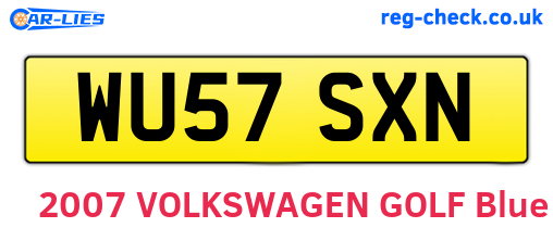 WU57SXN are the vehicle registration plates.