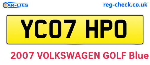 YC07HPO are the vehicle registration plates.