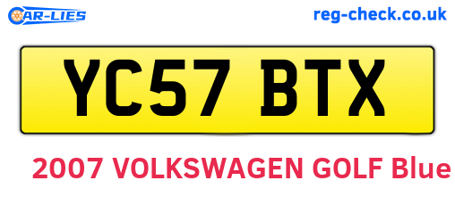 YC57BTX are the vehicle registration plates.