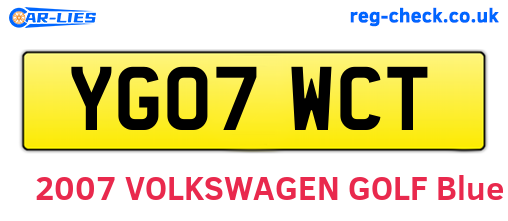 YG07WCT are the vehicle registration plates.