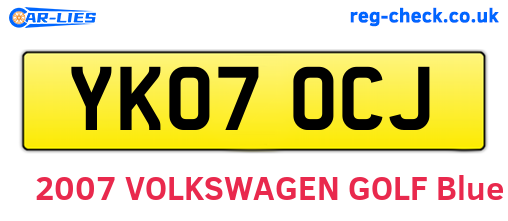 YK07OCJ are the vehicle registration plates.