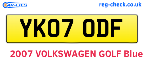 YK07ODF are the vehicle registration plates.