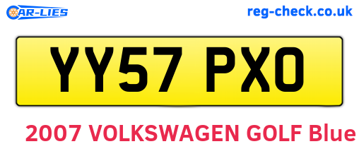 YY57PXO are the vehicle registration plates.