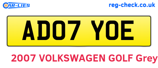AD07YOE are the vehicle registration plates.