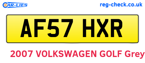 AF57HXR are the vehicle registration plates.