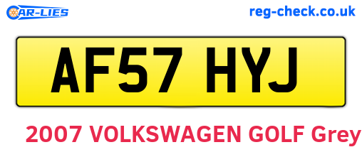 AF57HYJ are the vehicle registration plates.