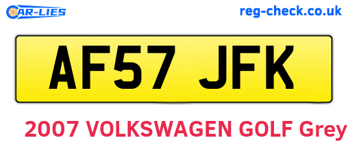 AF57JFK are the vehicle registration plates.