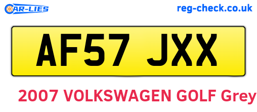 AF57JXX are the vehicle registration plates.