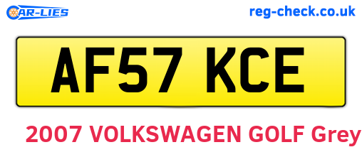AF57KCE are the vehicle registration plates.