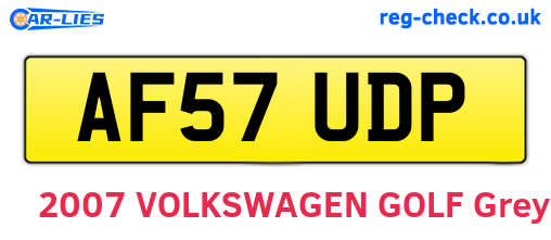 AF57UDP are the vehicle registration plates.