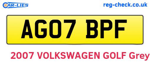 AG07BPF are the vehicle registration plates.