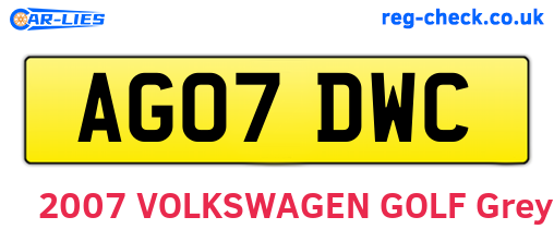 AG07DWC are the vehicle registration plates.