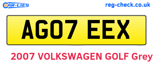 AG07EEX are the vehicle registration plates.