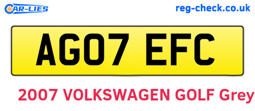 AG07EFC are the vehicle registration plates.
