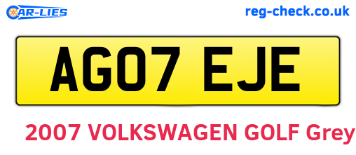 AG07EJE are the vehicle registration plates.