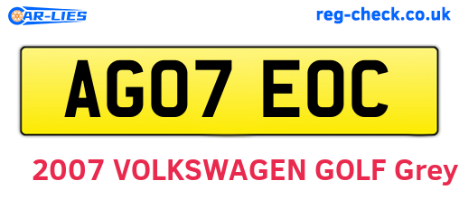 AG07EOC are the vehicle registration plates.