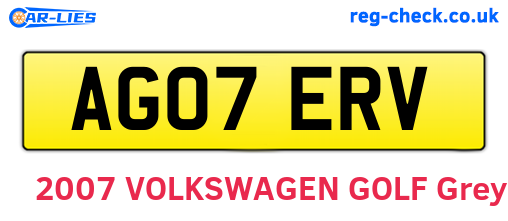 AG07ERV are the vehicle registration plates.