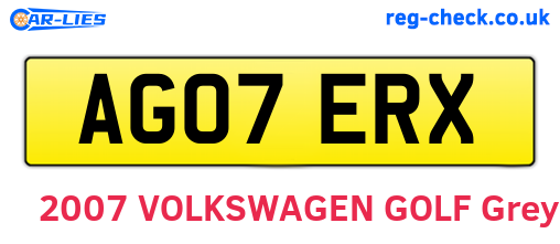 AG07ERX are the vehicle registration plates.