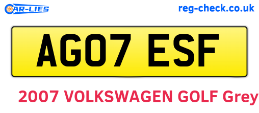 AG07ESF are the vehicle registration plates.