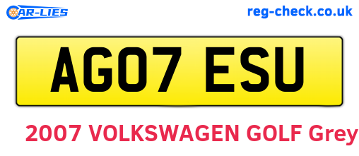 AG07ESU are the vehicle registration plates.