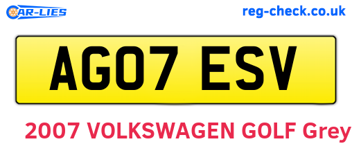 AG07ESV are the vehicle registration plates.
