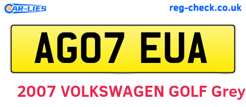 AG07EUA are the vehicle registration plates.