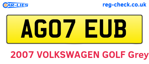 AG07EUB are the vehicle registration plates.