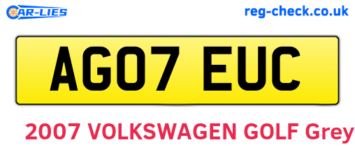 AG07EUC are the vehicle registration plates.