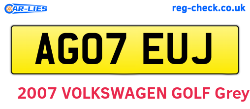 AG07EUJ are the vehicle registration plates.