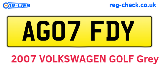 AG07FDY are the vehicle registration plates.