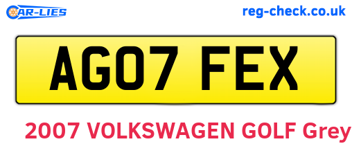 AG07FEX are the vehicle registration plates.