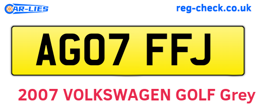 AG07FFJ are the vehicle registration plates.