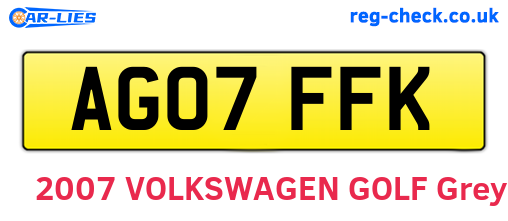 AG07FFK are the vehicle registration plates.
