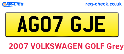 AG07GJE are the vehicle registration plates.