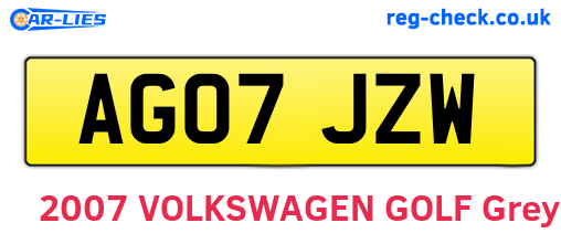AG07JZW are the vehicle registration plates.