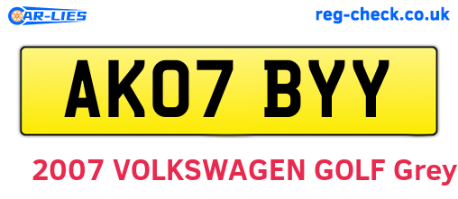 AK07BYY are the vehicle registration plates.