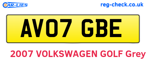 AV07GBE are the vehicle registration plates.