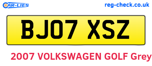 BJ07XSZ are the vehicle registration plates.