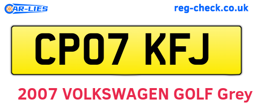 CP07KFJ are the vehicle registration plates.