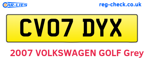 CV07DYX are the vehicle registration plates.
